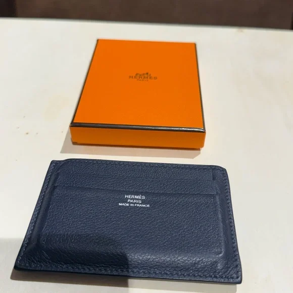 Hermes Citizen Twill Card Holder Blue evercolor calfskin gently used - Picture 2 of 6